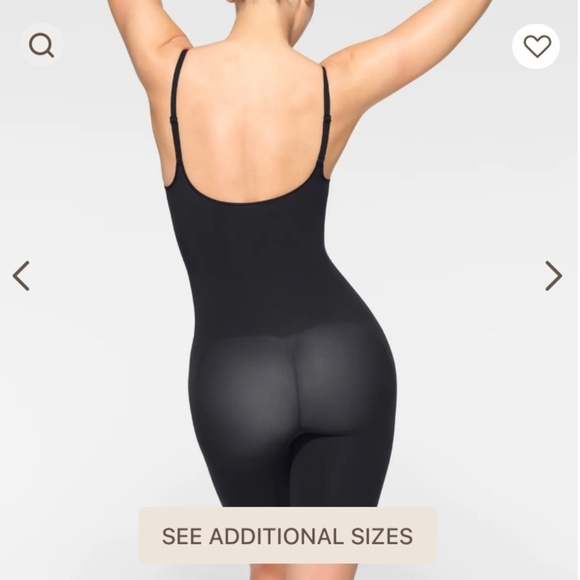 Skims sz L Seamless Sculpt Mid-Thigh Bodysuit Onyx black New without box shorts - Picture 4 of 11